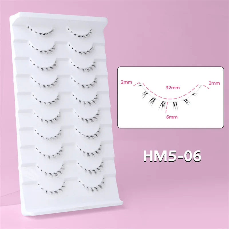 10 Paar untere Wimpern, Packung unter den Wimpern, weiche untere Wimpern, 100 % handgefertigt, transparentes Band, Manga-Unterwimpern, Make-up-Tools – Detail 12
