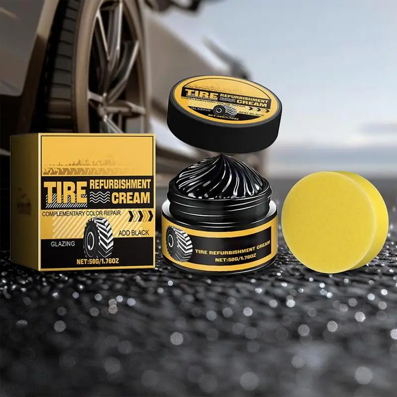 Long-Lasting Black Tire Shine Cleaning Essence 50g Tire Shine Gel Car Tire Care Agent Vehicle Tire Retreading Paste