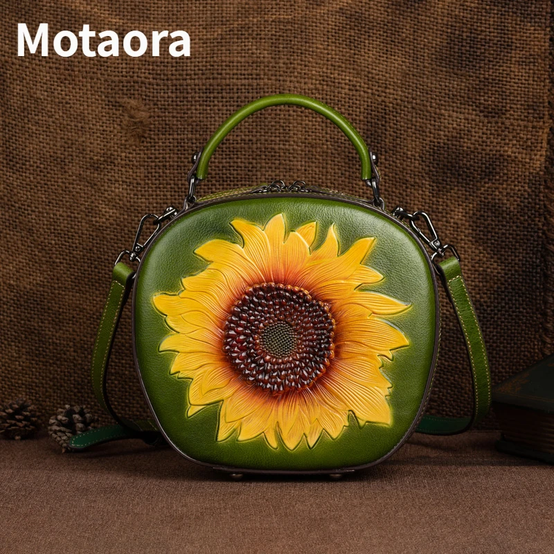 MOTAORA Genuine Leather Bags For Women Handbags Circular Lady Luxury Designer Handbag Female Shoulder Bag For Phone 2024 Trend