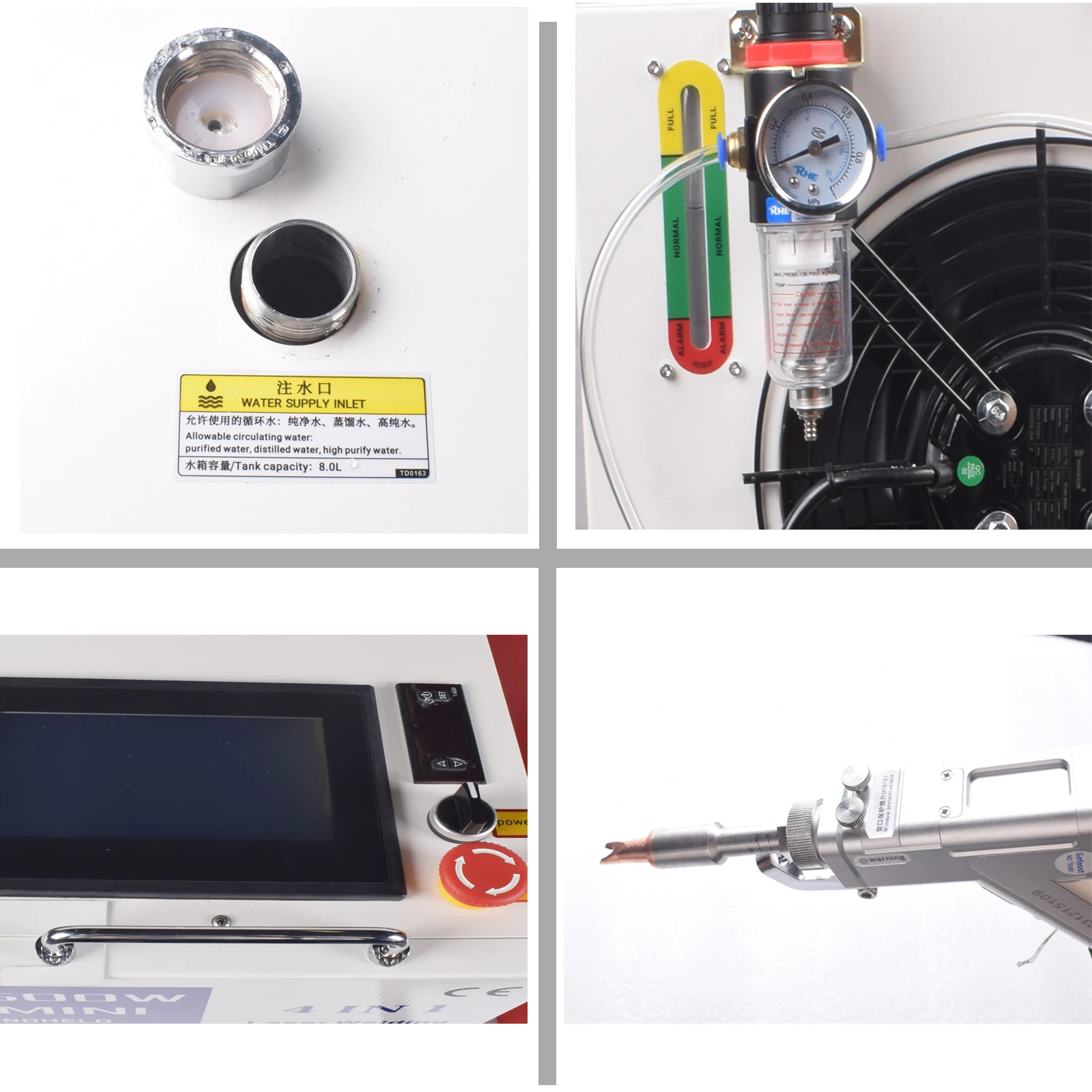 KPL 4-IN-1 Laser Welding Machine with SUP28T welding torch head, capable of welding aluminum, stainless steel, and other metals. BWT laser source. Car rust cleaning and rust removal machine