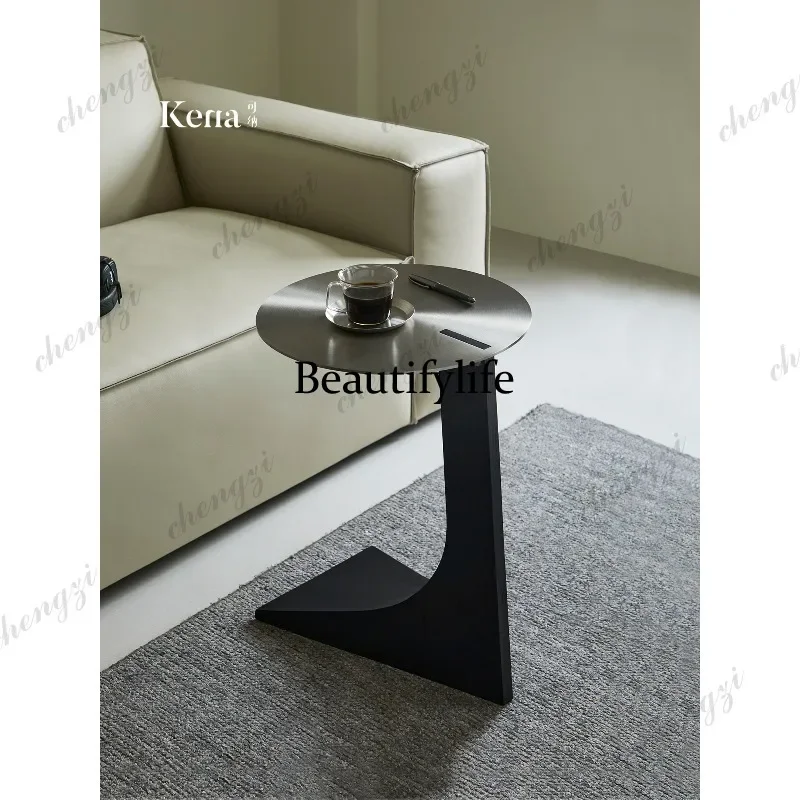 CC178 Corner few North American black walnut solid wood small table, sofa edge few stainless steel round table