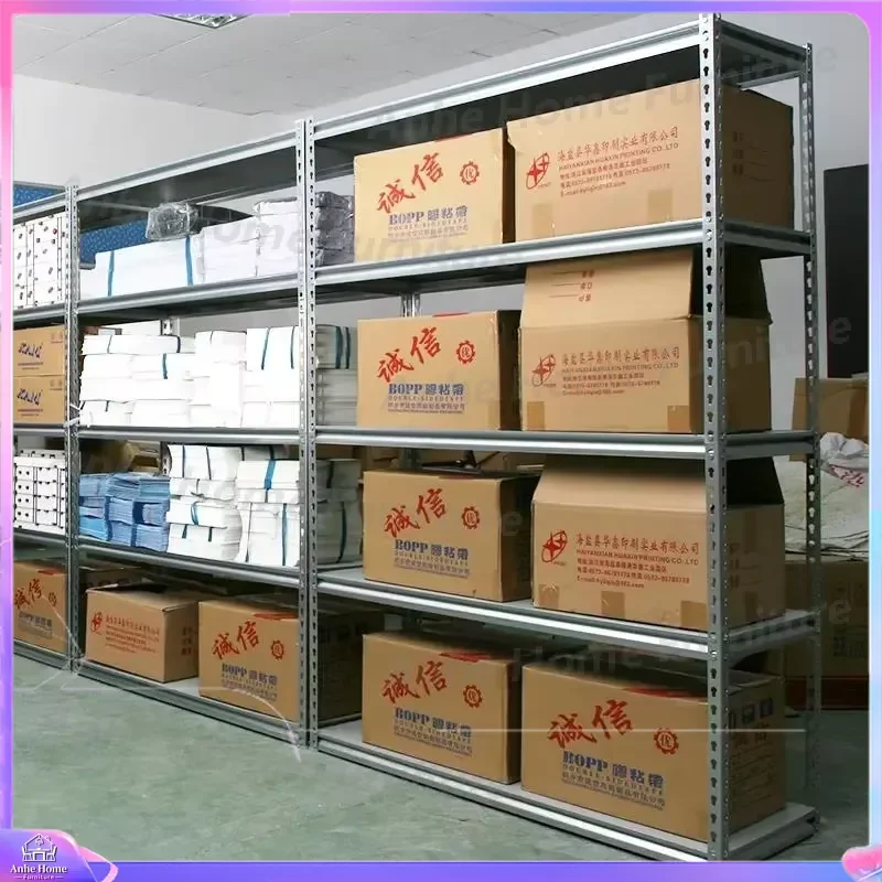 Heavy Duty Metal Storage Rack Slotted Angle Steel Shelving Unit Industrial Warehouse Shelf Stackable Boltless Pallet Racking