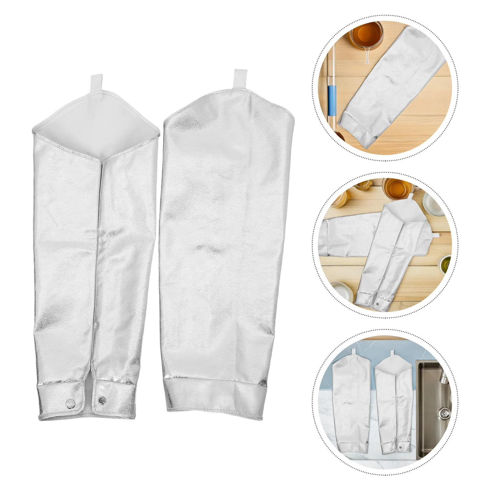 

2Pcs Aluminum Foil Arm Sleeves Heat Resistant Flame Retardant Protective Sleeve Insulation Cover for Cooking Welding Use