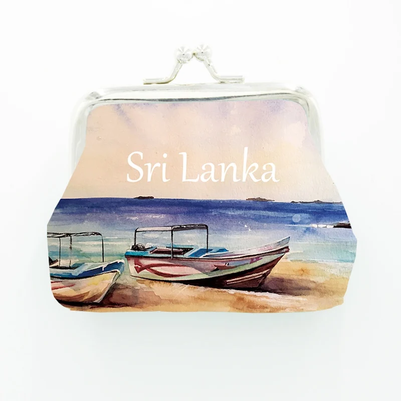 24 Stks/partij Op Maat Gemaakte Pu Lederen Portemonnee Full-Color Print Portemonnee Logo Kunstenaar Ontwerper Sri Lanka Souvenir Groothandel Etui