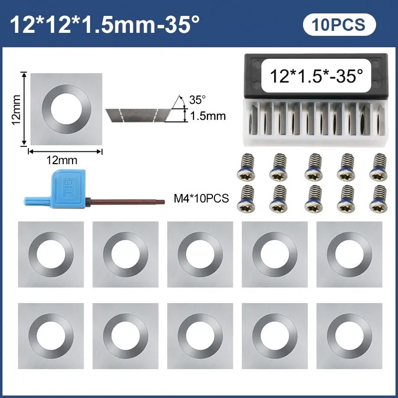 Hartmetalleinsatz 12mm 10 stücke 12x1 2x 1,5mm 35 Grad Platz Ecken Insert Klinge für Holz Drehmaschine Drehen werkzeug Helical Hobel Cutter
