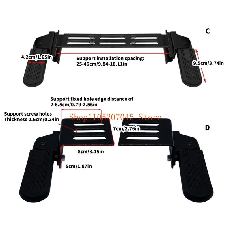 37cd Easy Installation Electric Bike Footrest Universal Scooter Modification Accessories Steel Pedals Foldable Front Pedals