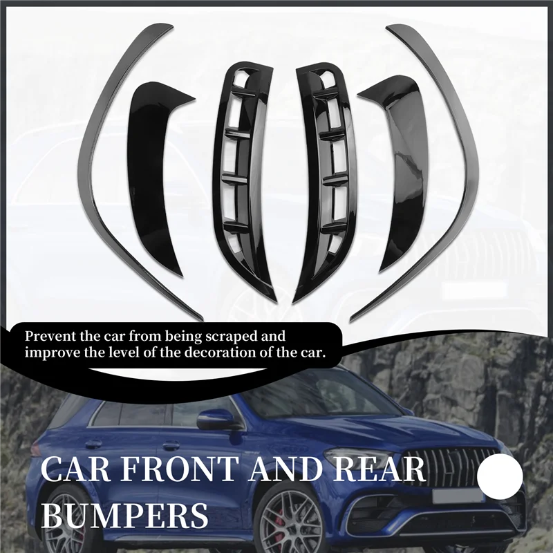 

6Pcs Car Front&Rear Bumper Splitter Spoilers Trim For Mercedes-Benz GLE W167 2020 AMG