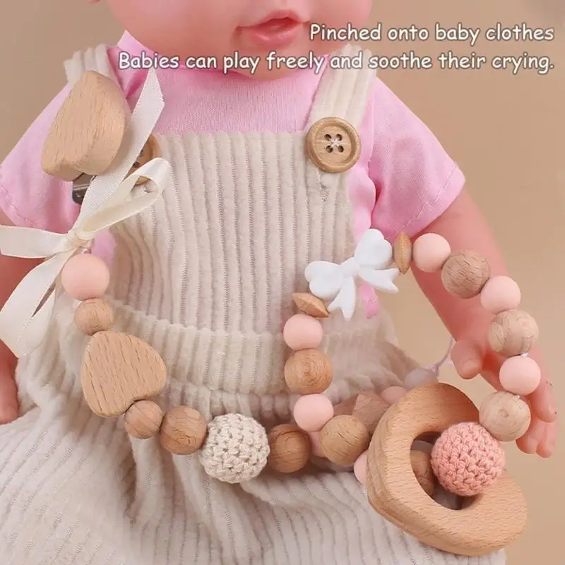 

Stylish & Practical Pacifier Leash with Bow/Baby Teether Pacifier Holder/Teether Perfect for Home Outdoor & Travel Use