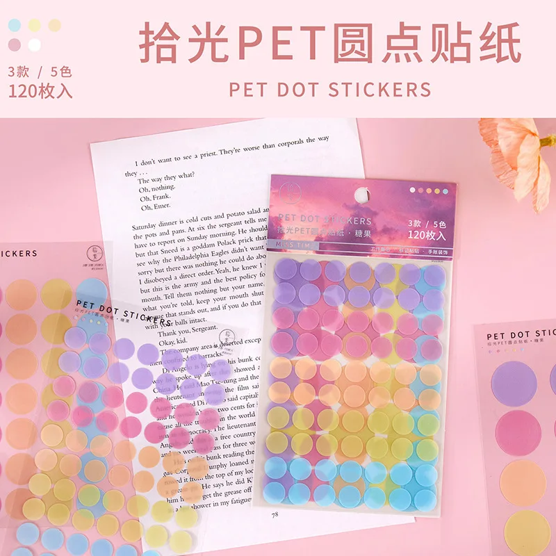 3 Pcs Label Photo Children PET Dot Sticker Creative Hand Account Material Decorative Stickers Drawing Paper