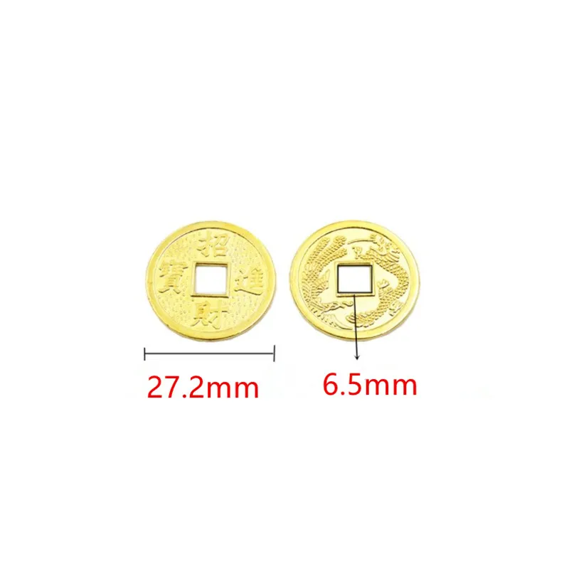 2.8CM Golden Chinese Ancient Feng Shui Lucky Coin Good Fortune Dragons Antique Wealth Money For Home Crafting Collection Gift