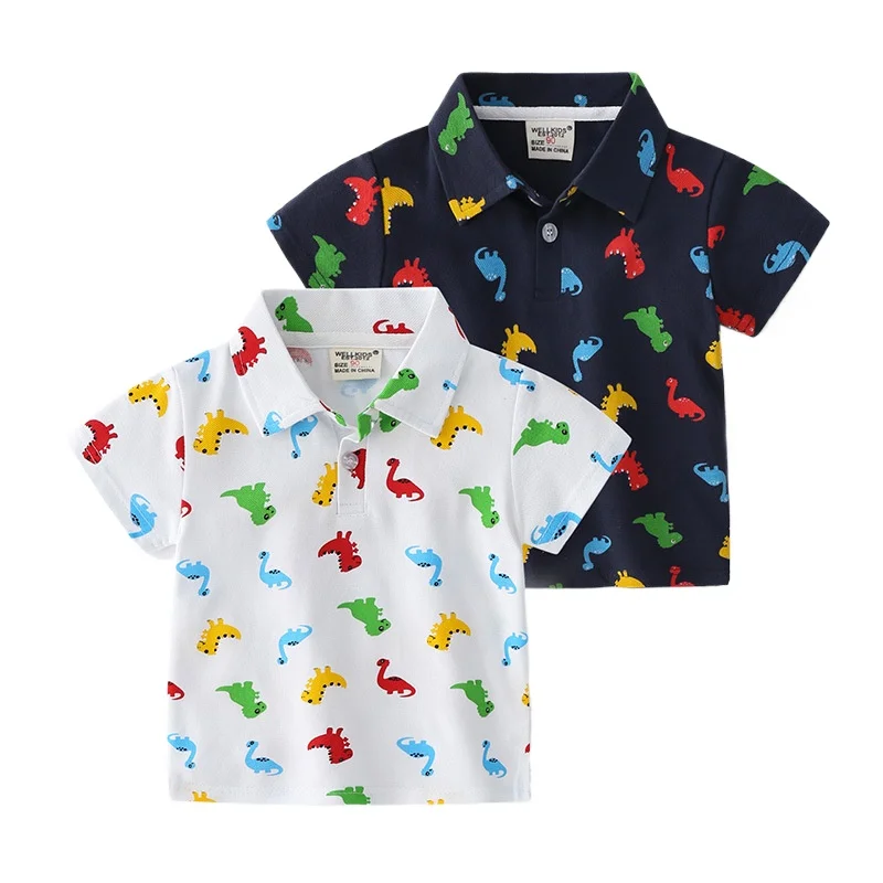 Cute Dinosaur Toddler Boys Polo T-shirts Kids Tops Tees Summer Children's Clothes