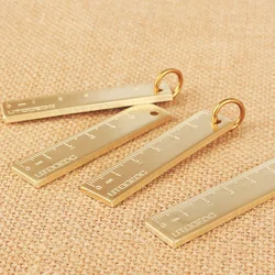 1 PCS 6cm Small Copper Ruler 3mm Thickened Brass Metal Ruler Copper Key Pendant Number Plate Drafting Supplies Mini Rulers