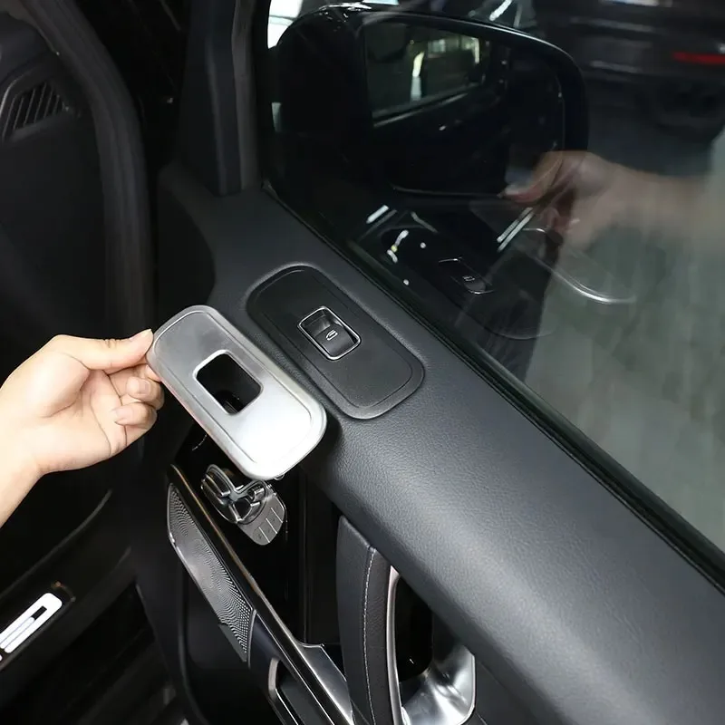 لمرسيدس بنز G الفئة W463 2019-24 ABS ألياف الكربون نافذة السيارة رفع زر الإطار غطاء الكسوة الملحقات الداخلية #3