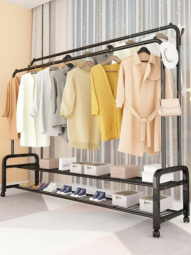 Drying rack floor, home student dormitory folding hanging clothes rack in the bedroom, easy to store and organize the cool bar