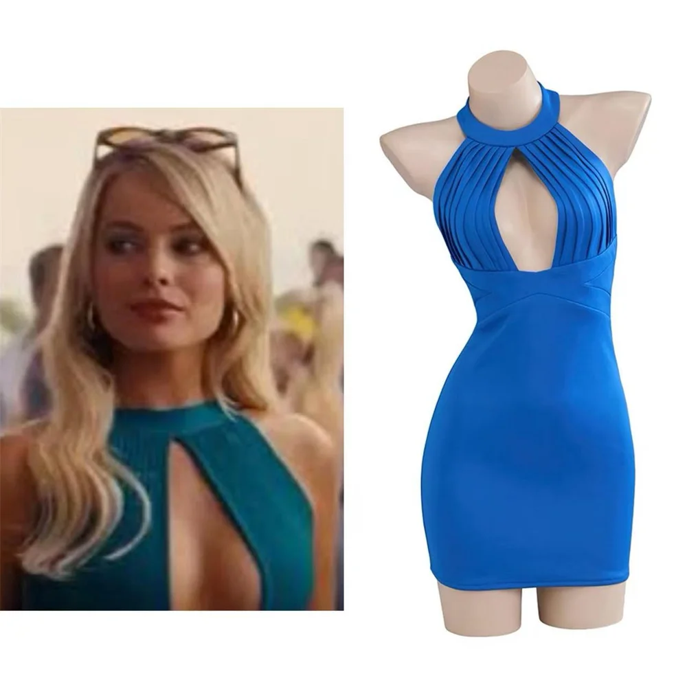 

Naomi Belfort Cosplay Costume Blue Sexy Hollow out Folded Neck Summer Dress Halloween Carnival Party Outfits