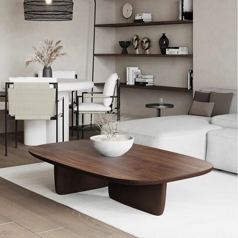 Clear Nordic Wood Coffee Table Oval Cute Unique Minimalist Living Room Side Table Balcony Modern Mesa Centro Salon Furniture