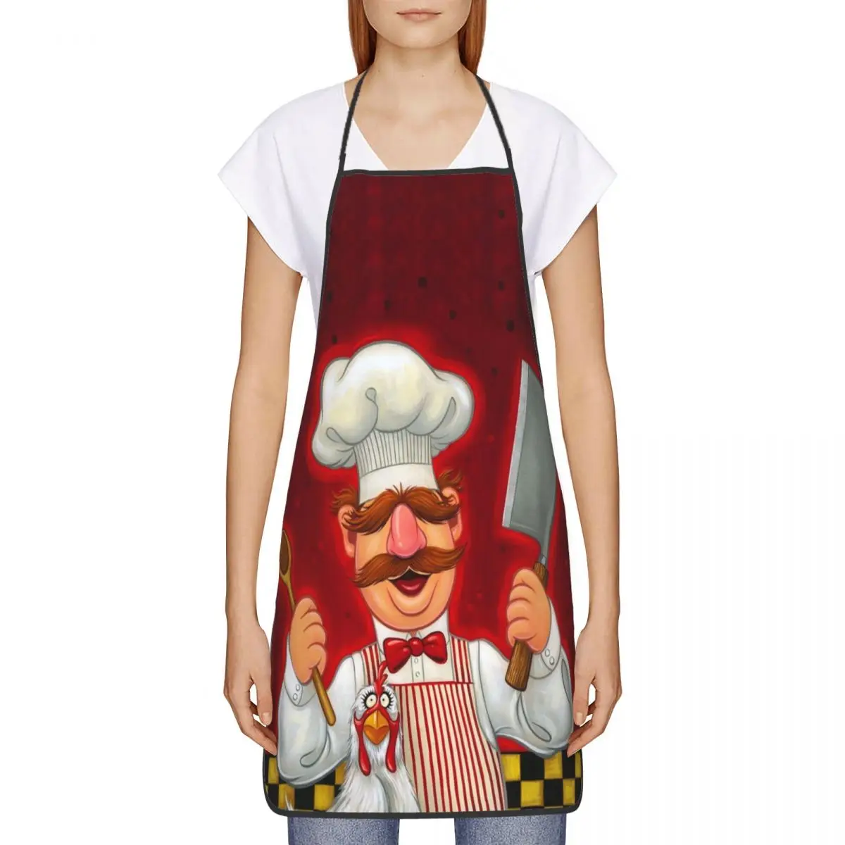 Funny Swedish Chef And Chicken Aprons Women Men Adult Unisex Kitchen Chef Bib Tablier Cuisine Cooking Baking Painting