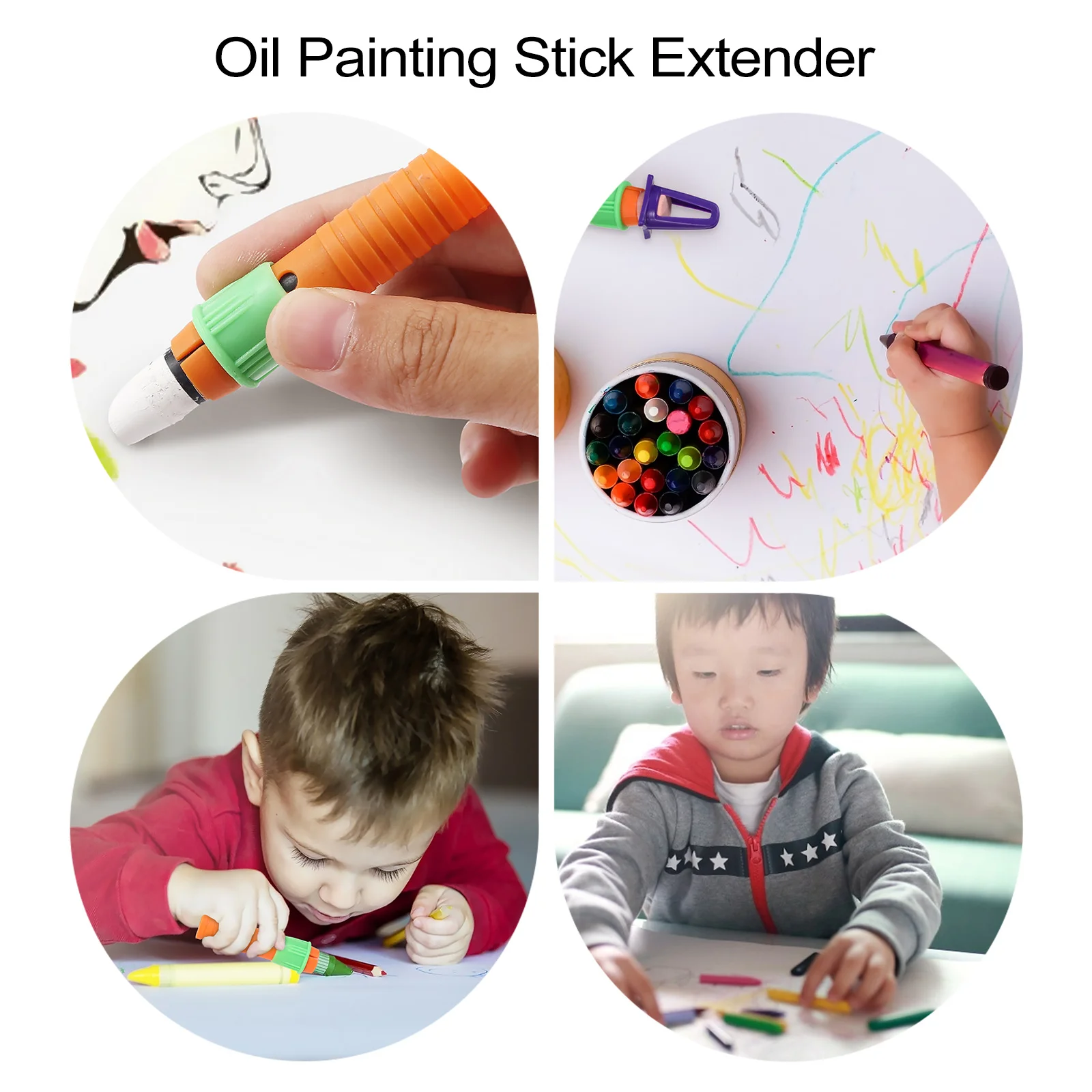 

15Pcs Crayon Extender Oil Painting Stick Extension Tool Durable Plastic Holder Better Grip Drawing Crayon Cap Sharpener