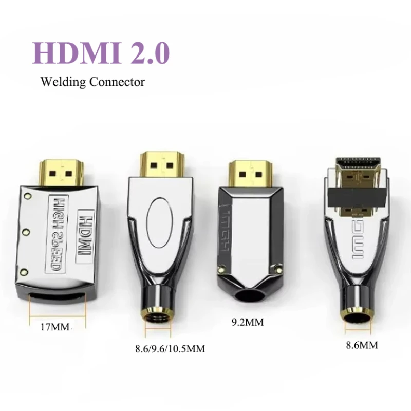 Welding HDMI Connector with Shell DIY Metal Soldering HD Cable Plug High Speed HD Data Cable Joint for Computer TV Pure Copper