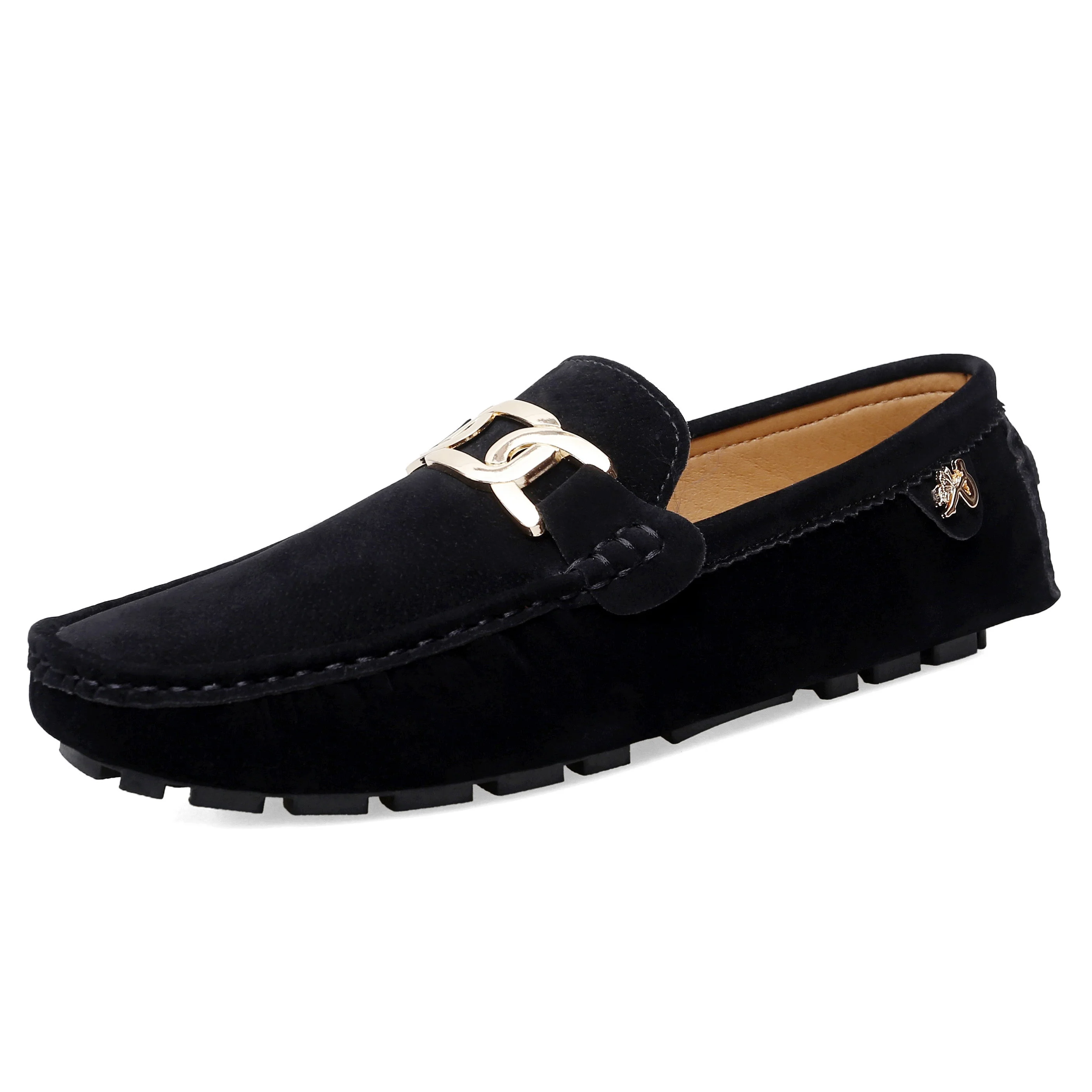 Men Casual Shoes Luxury Brand Mens Suede Loafers Moccasins Breathable Slip on Rubber Non-slip Driving Shoes  Hoop buckle shoes