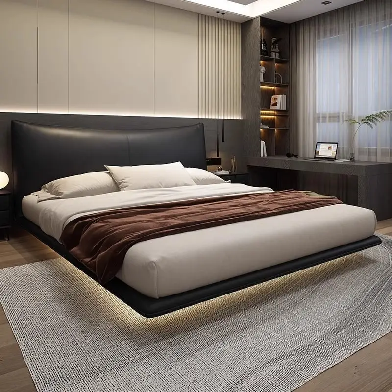 

MSuspended minimalist modern master bedroom double thin bedside flush bed small apartment