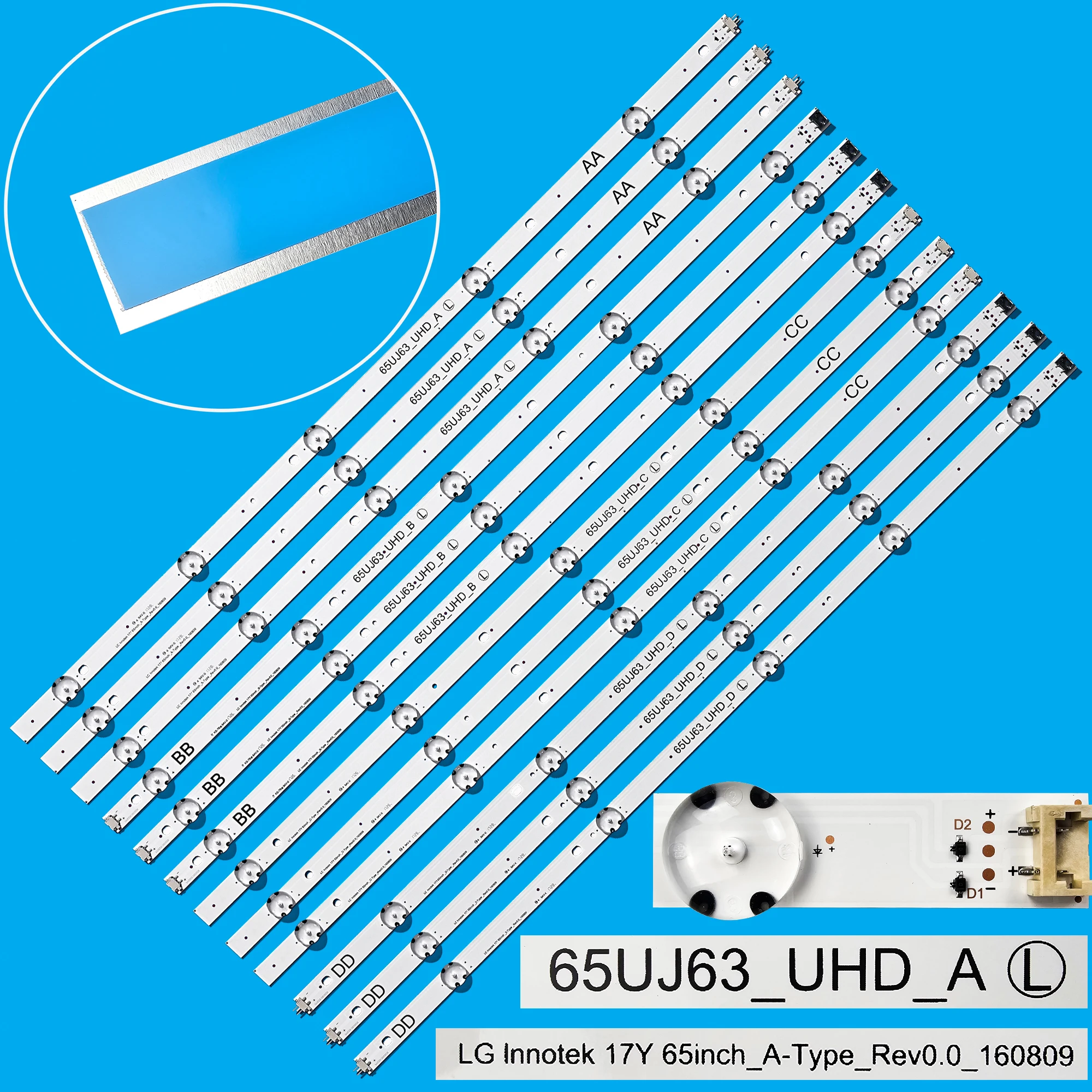 LED-Hintergrundbeleuchtungsstreifen für LG 65LG63CJ 65UJ6300 65UJ630V 65UJ634V 65UJ5500 65UK6100 Innotek 17Y 65inch_A SSC 65UJ63_UHD_A B C D