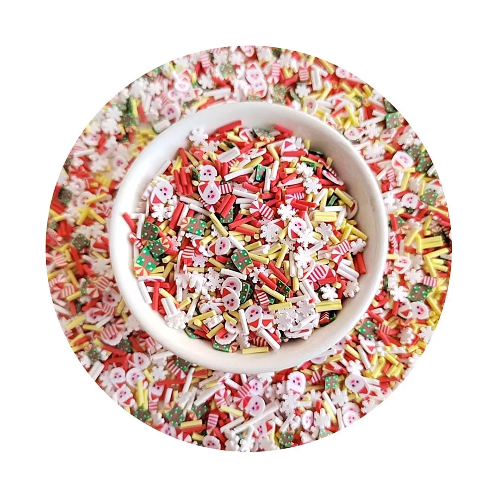 Christmas Themed Polymer Clay Slices Candy Cane Snowflake Gift Box Mixed Soft Clay Sprinkles For Holiday Party Decor