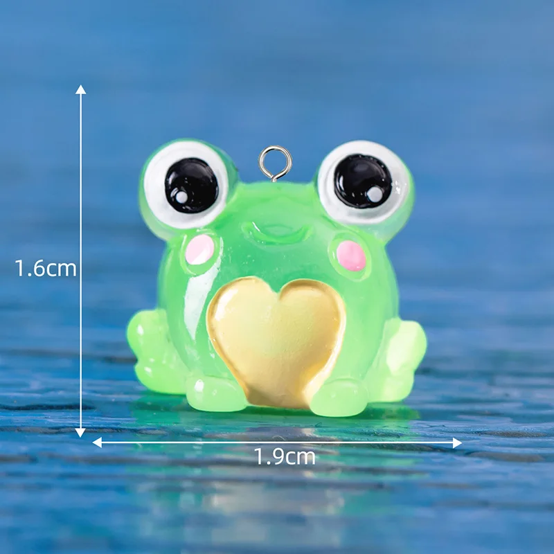 3D Luminous Small Frog Resin Charms Miniature Animal Pendants For Earring Keychain Necklace Diy Jewelry Make