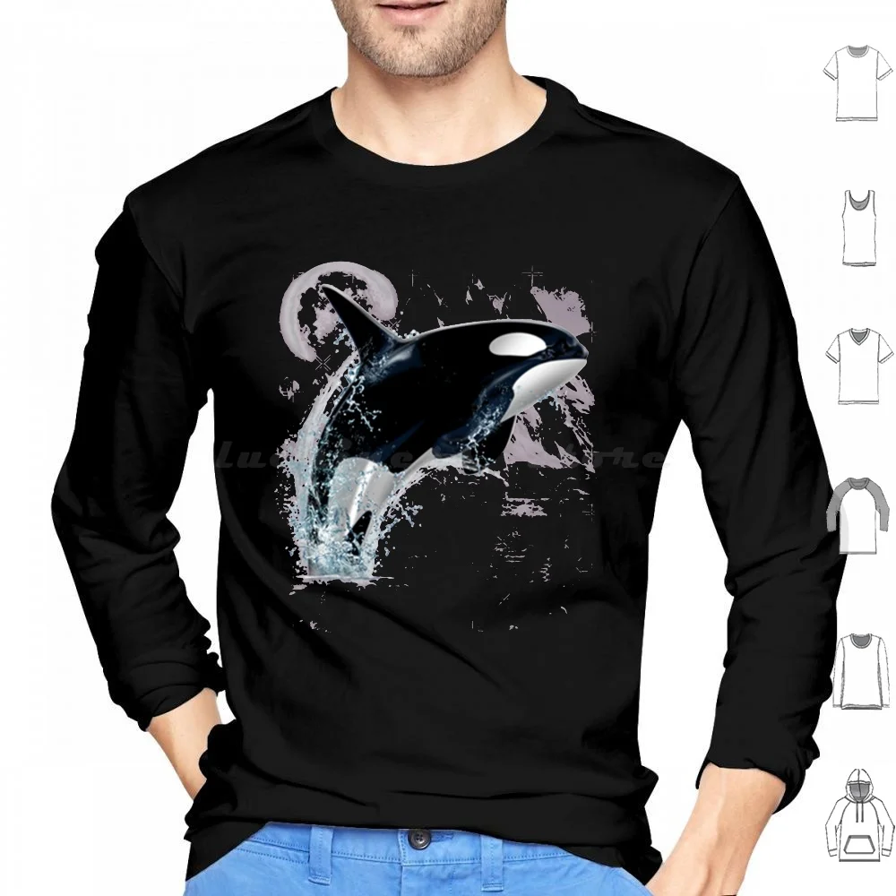 

Orca Whale Dancing In Moonlight Hoodie cotton Long Sleeve Orca Orca Whale Killer Whale Whales Seaworld Orcas Blackfish Big