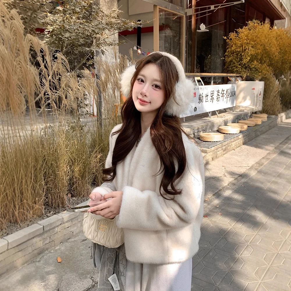 Manteaux en fausse fourrure pour femmes, vestes courtes, épais et chauds, Streetwear Y2k, veste à manches longues, vêtements d'extérieur de travail élégants, automne hiver 2025