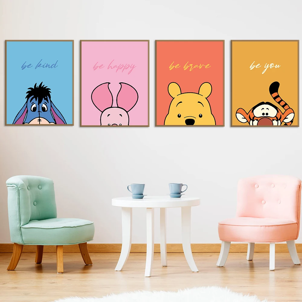 

Winnie The Pooh Portrait Poster, Cartoon Wall Art, Be Brave Positive, Canvas Painting, Print, Nursery, Kids Room, Home Decor