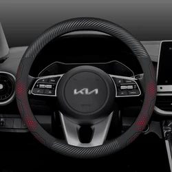 For Kia K5 Sportage Picanto Xceed Rio Cerato Soul Carens Seltos Carbon fiber Suede Car Steering Wheel Cover Auto Accessories