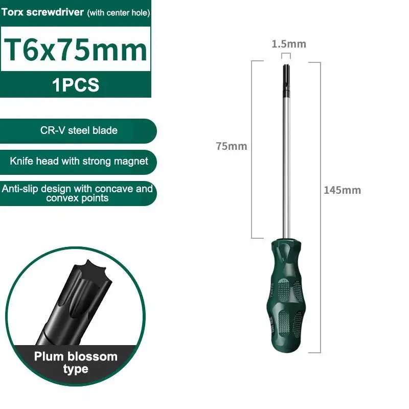 Sturdy Handheld Magnetic Torx Screwdriver; Optimal for Security Electronics Repair and DIY.
