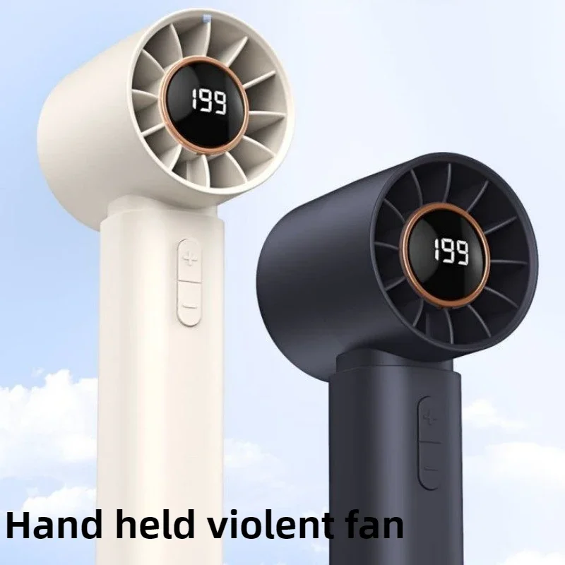 USB Charging Multi-function Digital Display Small Handheld Small Fan 1-6 Speed Large Wind Cooling Fan Portable Smart Fan