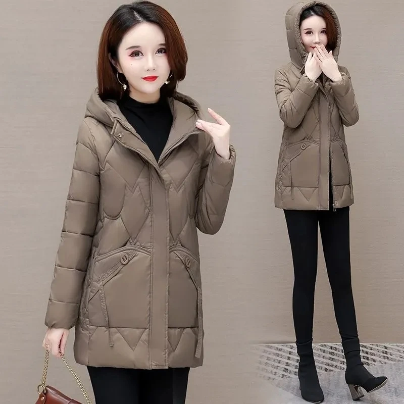 Chaqueta larga con capucha para mujer, abrigo grueso de algodón acolchado, Parka informal holgada para la nieve, invierno, 2023