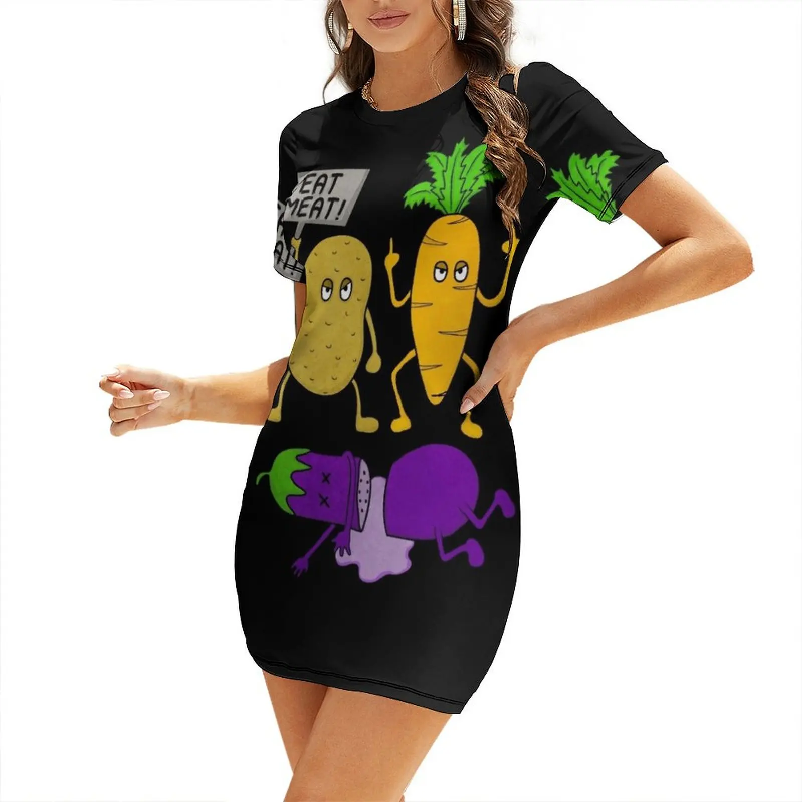 

I Hate Vegans Short-Sleeved Dress fairy dress sexy dress for women women's dresses luxury