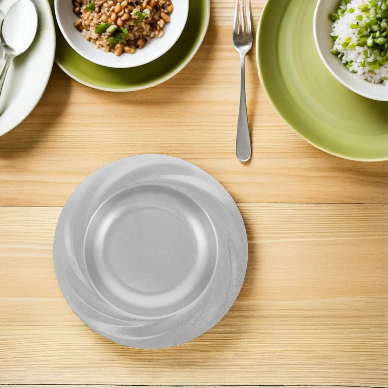 Vintage Stainless Steel Round Plates Creative Distressed Finish Salad Pasta Dessert Serving Dish Dinnerware Pasta Plate