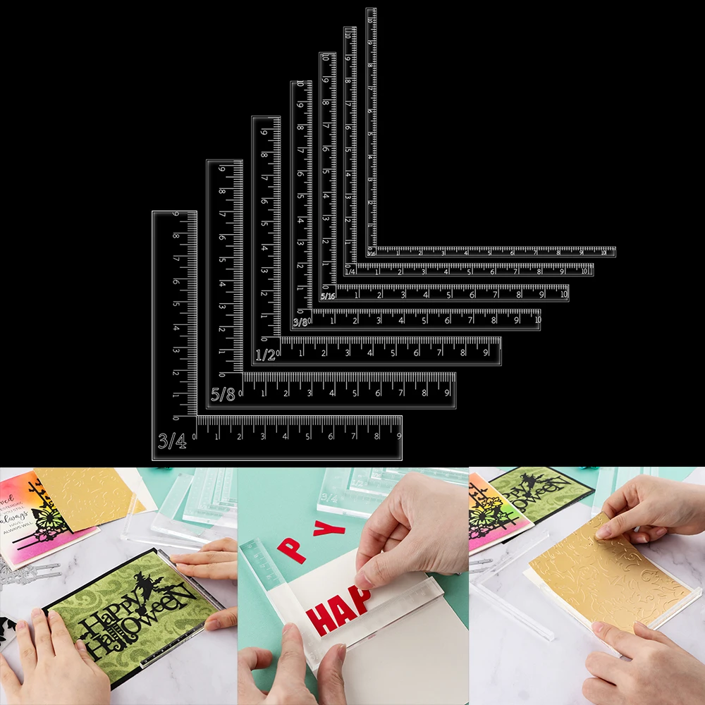 7pcs Creative Positioning Tools Acrylic L-Shape Card Corners Helpers To Make Lining Up Card Layers Easier Measurements Tool 2023