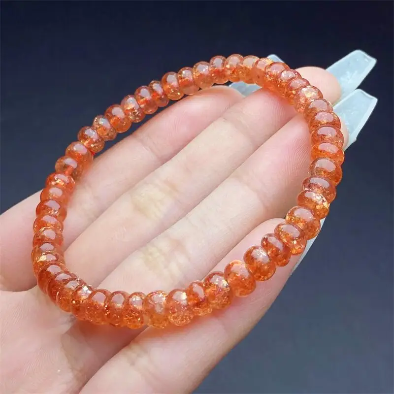 6MM Natural Gold Sunstone Bracelet Women Fashion Sweet Reiki Healing Energy Strand Girls Jewelry Gift 1PCS