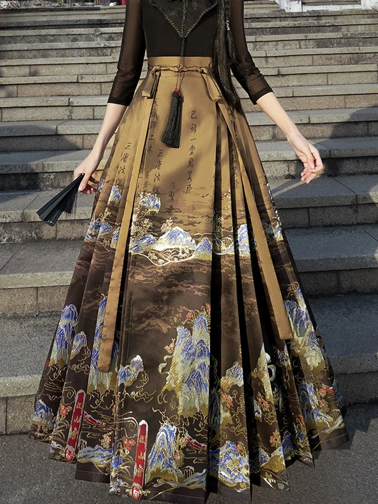 

Hanfu women new Chinese style horse skirt set Spring and Autumn 2024, daily can wear high-waisted dress