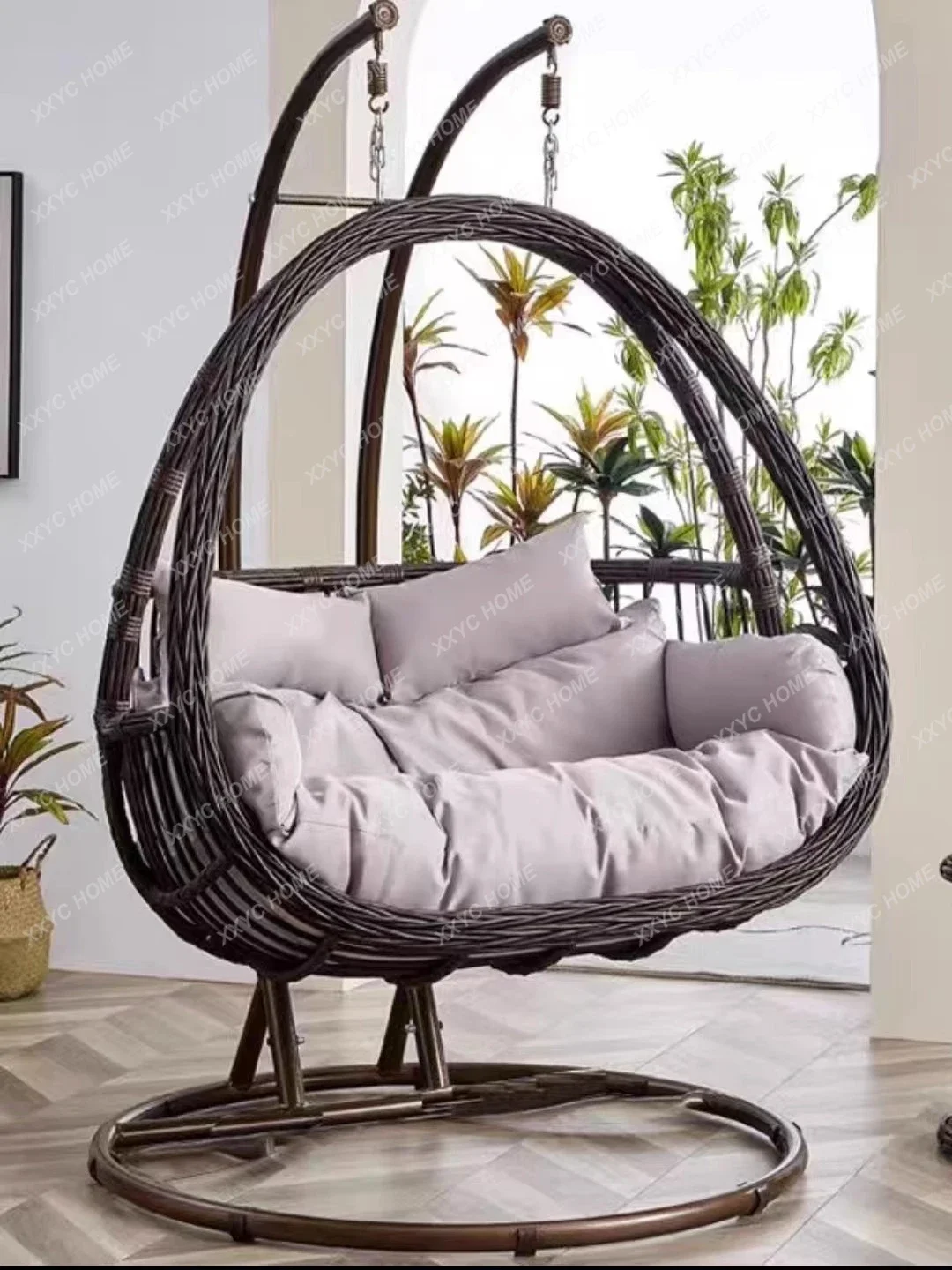 Hanging Basket Rattan Chair Hammock Indoor Lazy Rocking Chair Balcony Cradle Chair Outdoor Casual