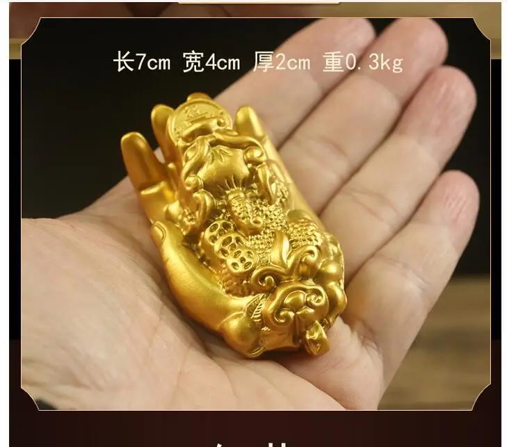 

Copper Pixiu Wealth Attraction Small Ornament Wangcai Chinese Desktop Decoration Exquisite Mini Handle for Men's Stress Relief