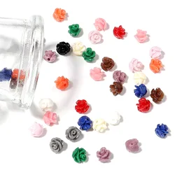 30pcs Resin Imitation Coral Flower Bead 6mm Multicolor Artificial Flower Loose Beads for Bracelet Jewelry Making DIY Accessoires