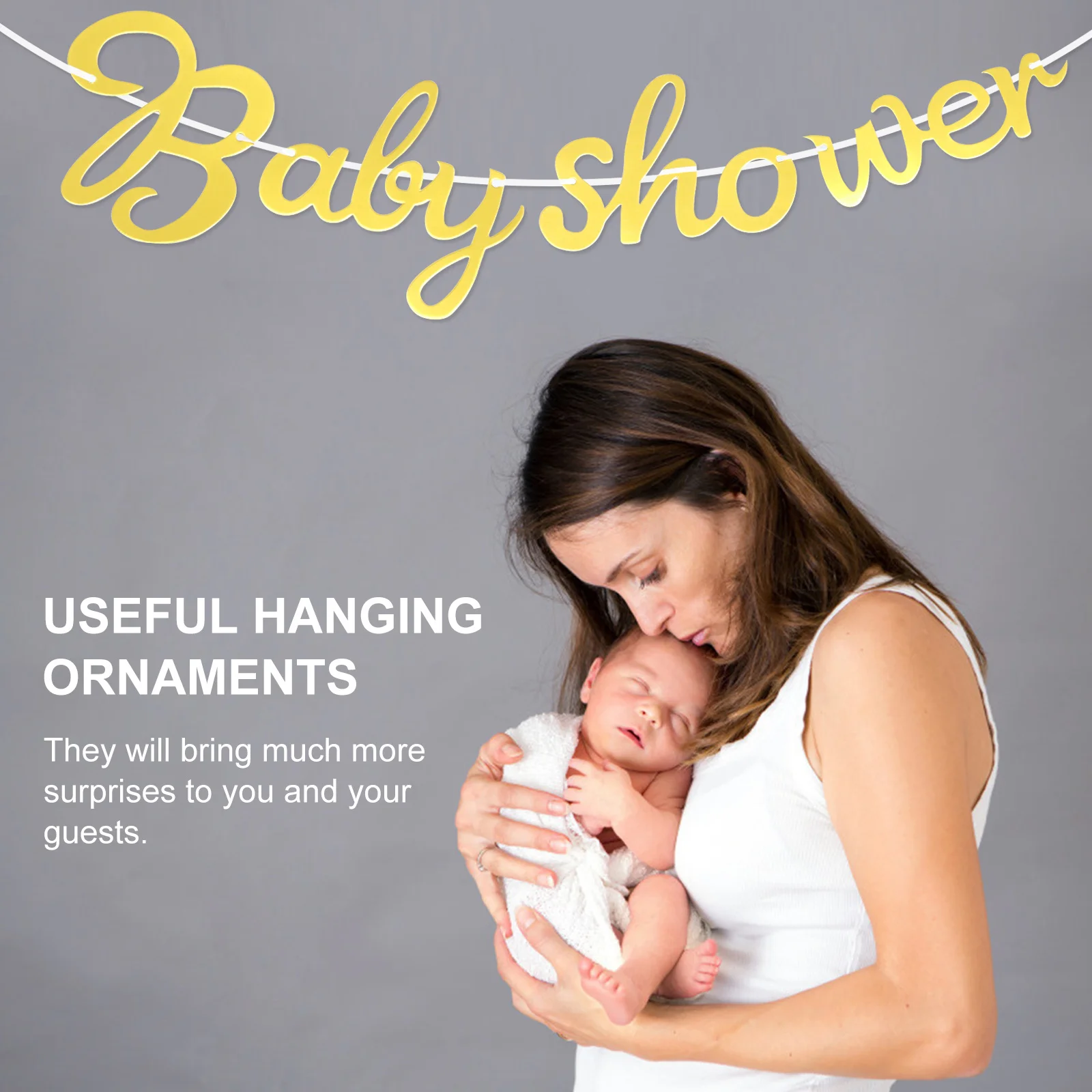 

Golden Tassel Banner Baby Shower Sash One Piece Lightweight Decorative Pull Flag for Newborn Birthday Party Wall Tree Hanging