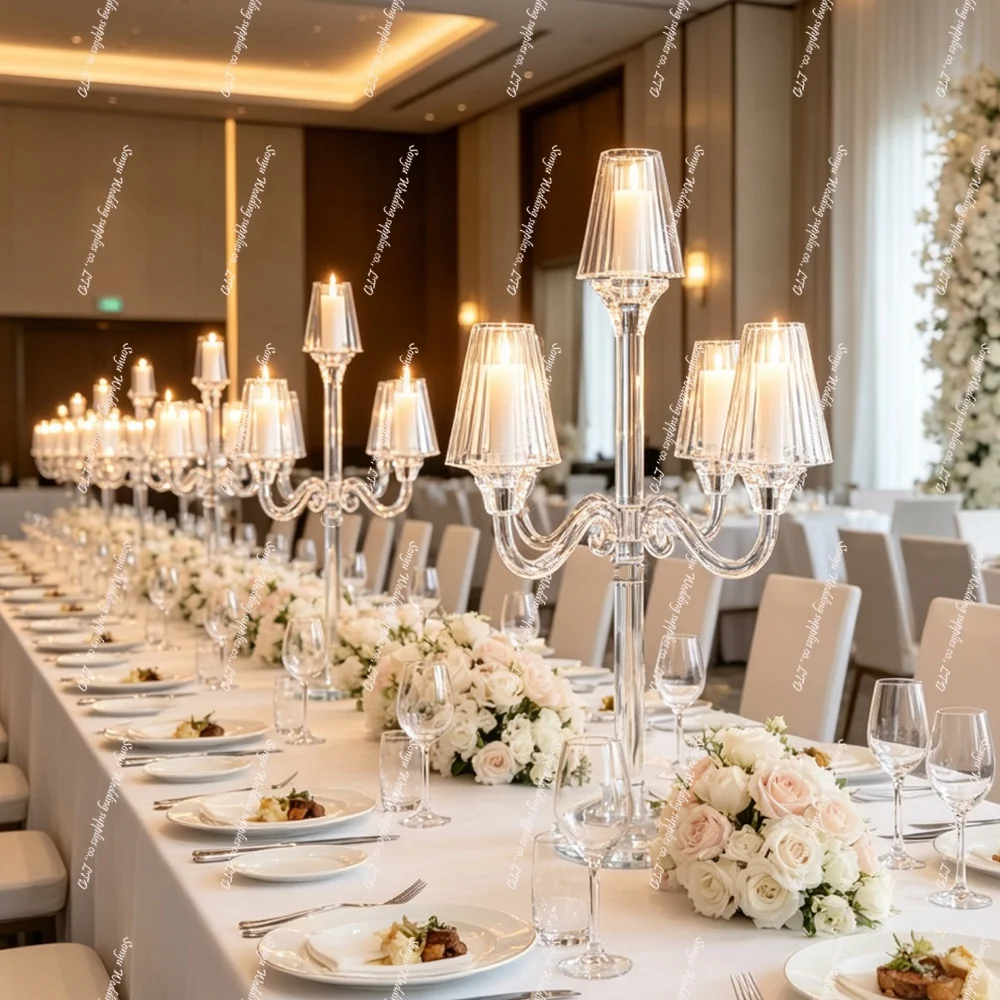 5-10pcs 5 Arms Modern Acrylic Transparent Lightweight Wedding Flower Display Stands Table Decoration Center Pieces