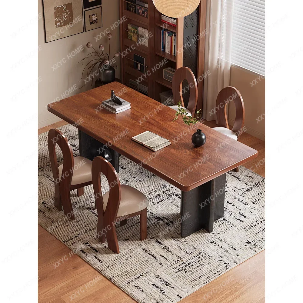 JMedieval style solid wood dining table household living room large board learning study study minimalist worktable