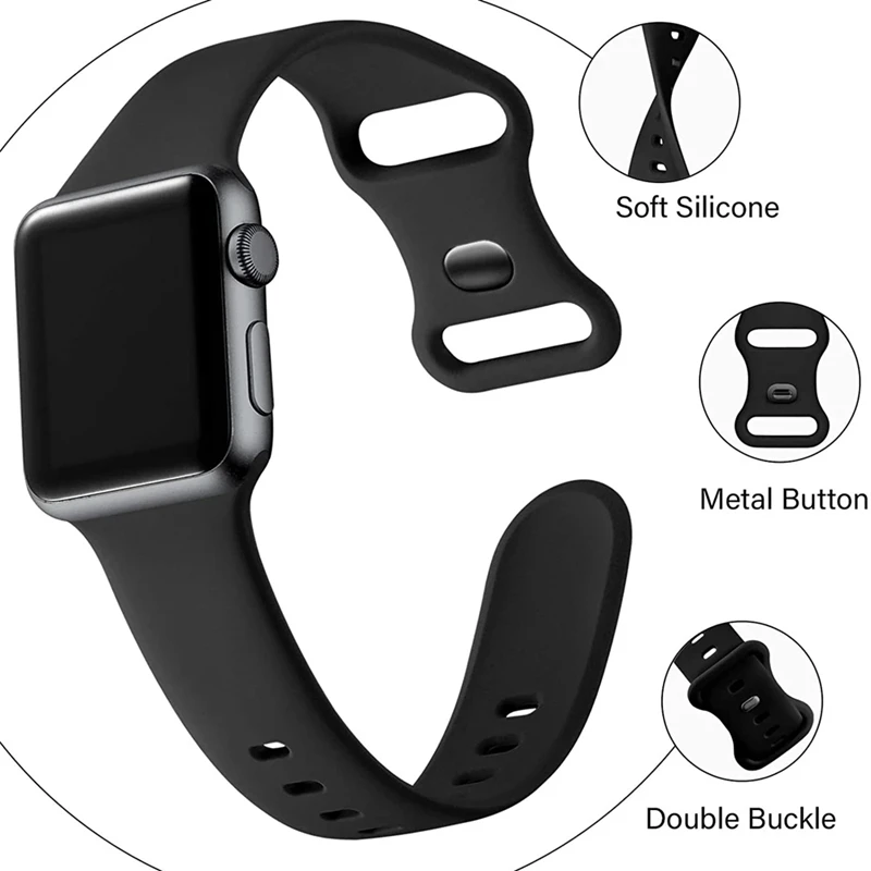 Correa de silicona para Apple Watch, pulsera deportiva de 45mm, 44mm, 49mm, 41mm, 40mm, 42mm, 38mm, 40mm, serie iwatch ultra 2, 9, 7, se, 6, 8, 5