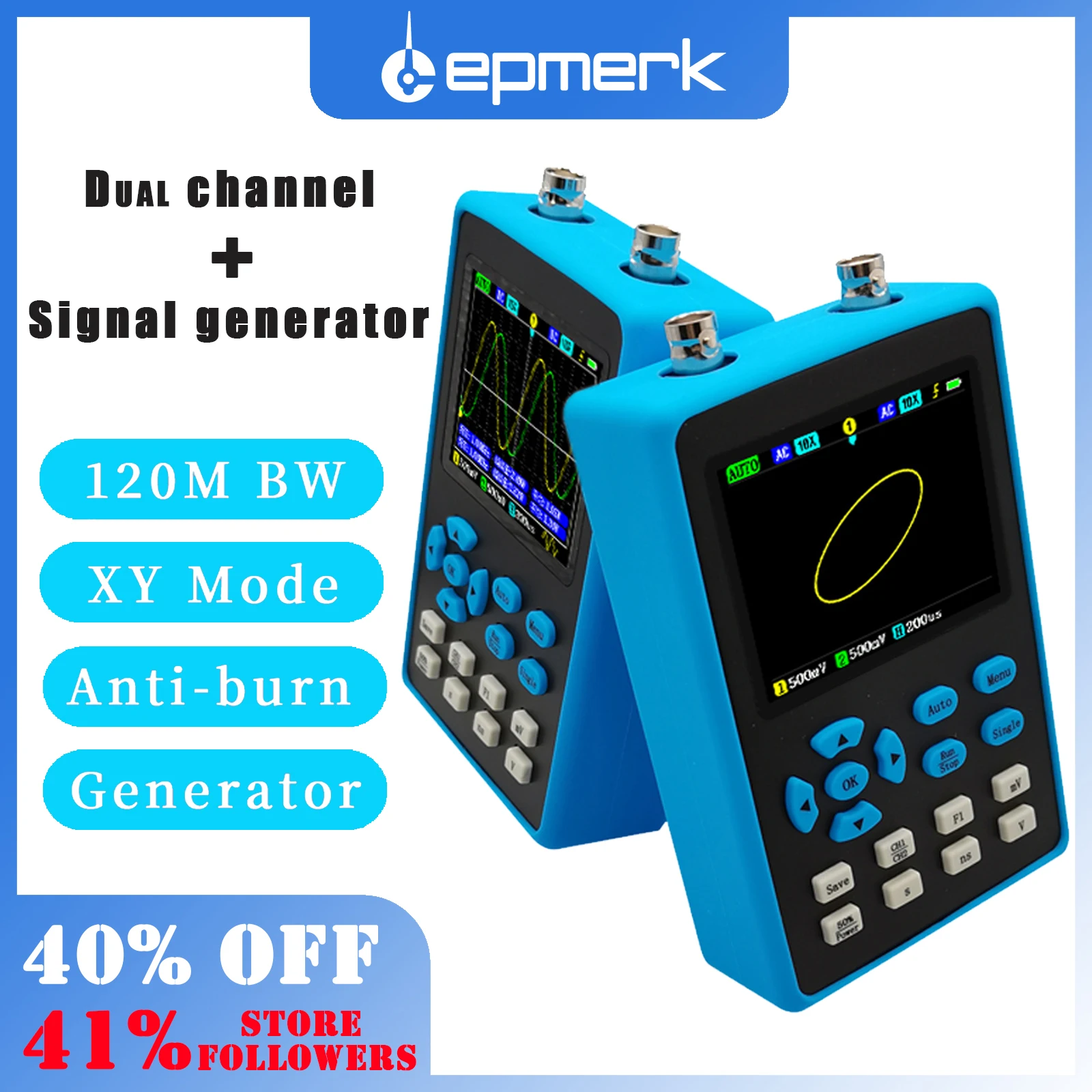 DSO2512G 120M Bandwidth Portable Dual Channel Digital Oscilloscope 10mV Minimum Vertical Sensitivity FFT Spectrum Analysis Tool