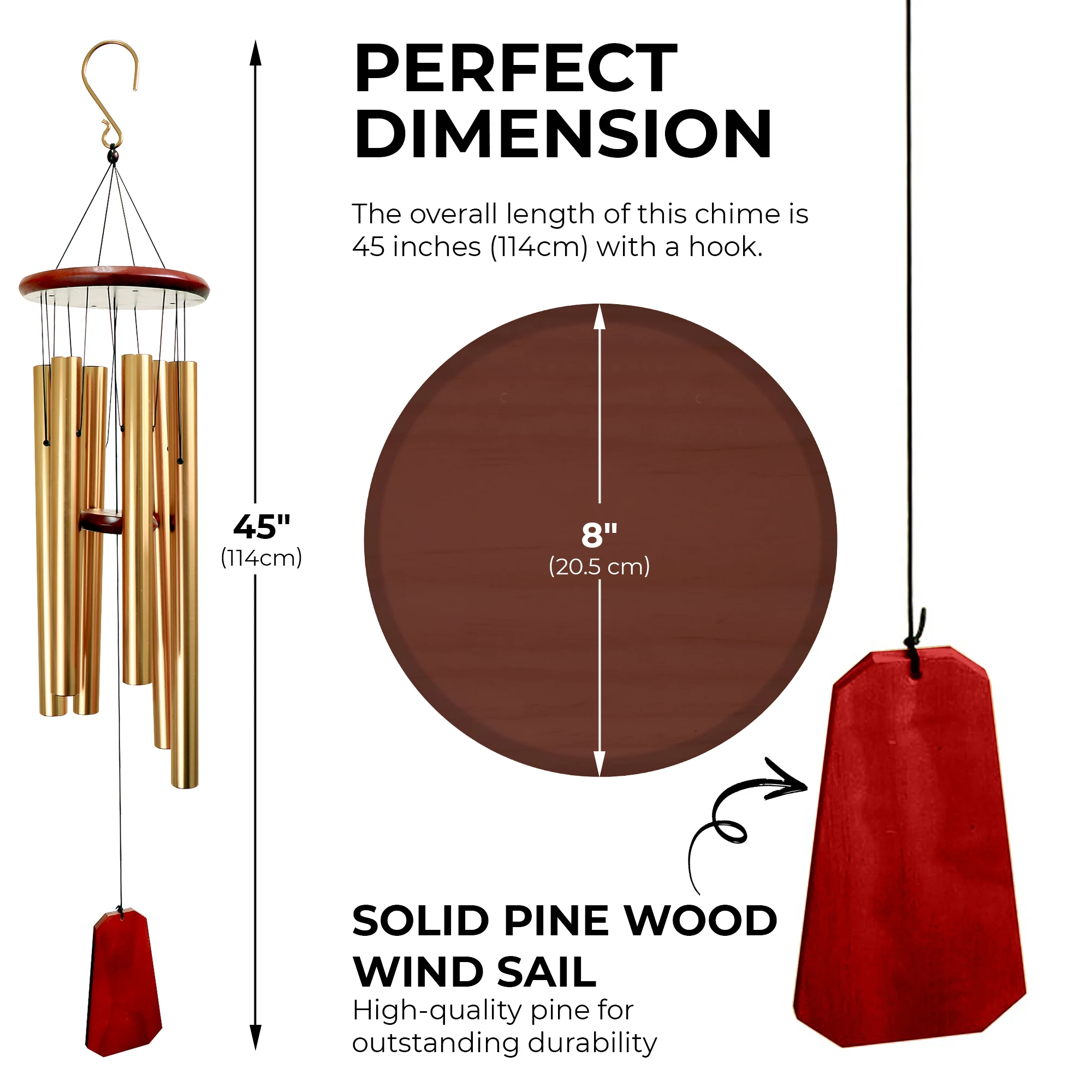US Stock 50inch Tuned Aluminum Wind Chimes for Outdoor Garden Use for Small Sellers and Trial Orders