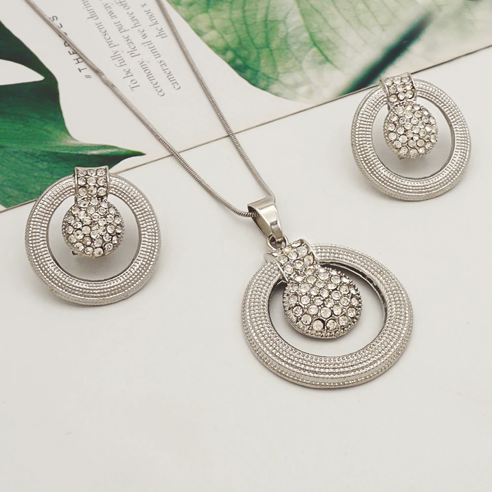 Women's Gold Color Necklace Set with Stud Earrings, Lightweight